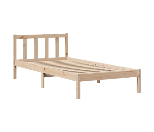 Cama con estantería sin colchón madera maciza de pino 100x200cm