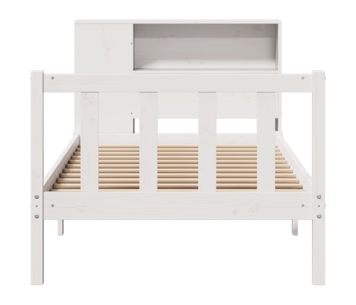 Cama con estantería sin colchón madera maciza blanca 100x200 cm