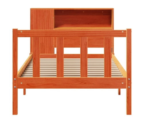 Cama con estantería sin colchón madera maciza marrón 75x190 cm
