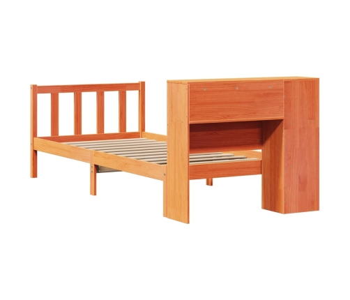 Cama con estantería sin colchón madera maciza marrón 75x190 cm