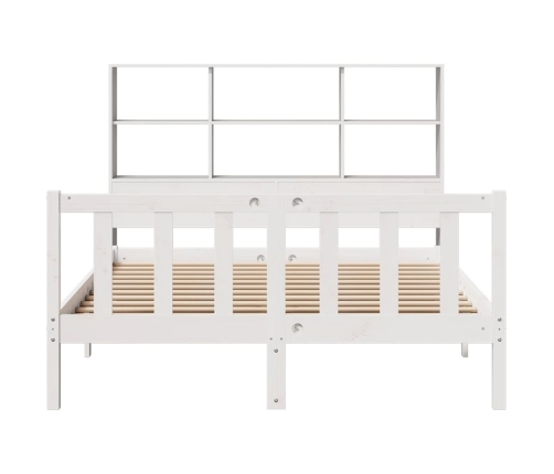 Cama con estantería sin colchón madera maciza blanca 120x190 cm