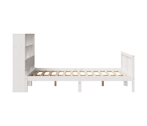 Cama con estantería sin colchón madera maciza blanca 120x190 cm