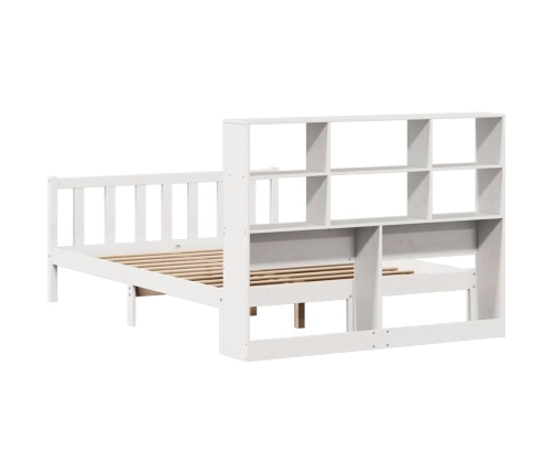 Cama con estantería sin colchón madera maciza blanca 120x190 cm