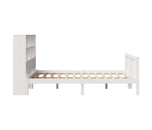 Cama con estantería sin colchón madera maciza blanca 135x190 cm