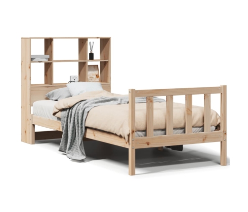 Cama con estantería sin colchón madera maciza de pino 90x200 cm