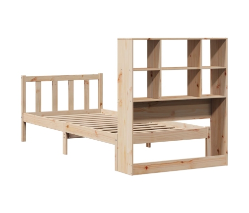 Cama con estantería sin colchón madera maciza de pino 90x200 cm