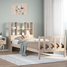 Cama con estantería sin colchón madera maciza de pino 90x200 cm