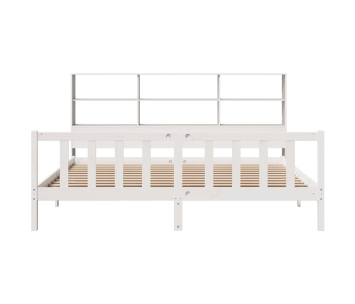 Cama con estantería sin colchón madera maciza blanca 180x200 cm