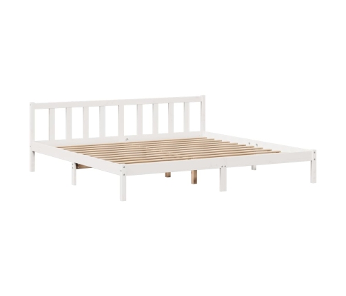 Cama con estantería sin colchón madera maciza blanca 180x200 cm