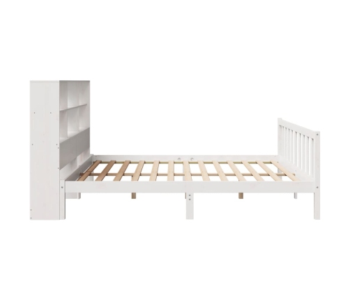 Cama con estantería sin colchón madera maciza blanca 180x200 cm