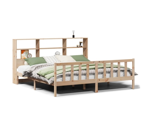 Cama con estantería sin colchón madera maciza de pino 200x200cm