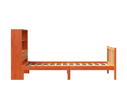 Cama con estantería sin colchón madera maciza marrón 75x190 cm