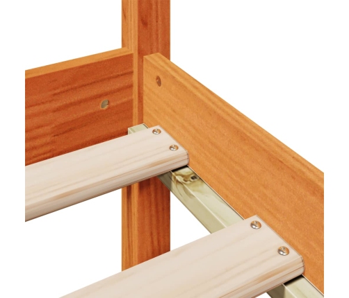 Cama con estantería sin colchón madera maciza marrón 90x190 cm