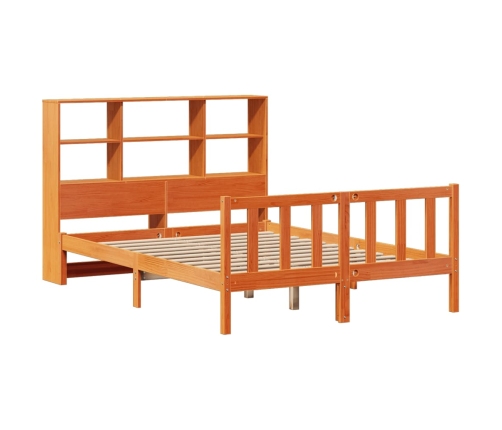 Cama con estantería sin colchón madera maciza marrón 120x190 cm