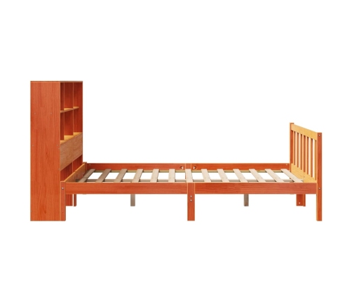 Cama con estantería sin colchón madera maciza marrón 120x190 cm