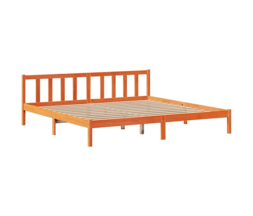 Cama con estantería sin colchón madera maciza marrón 180x200cm