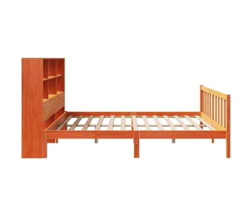 Cama con estantería sin colchón madera maciza marrón 180x200cm