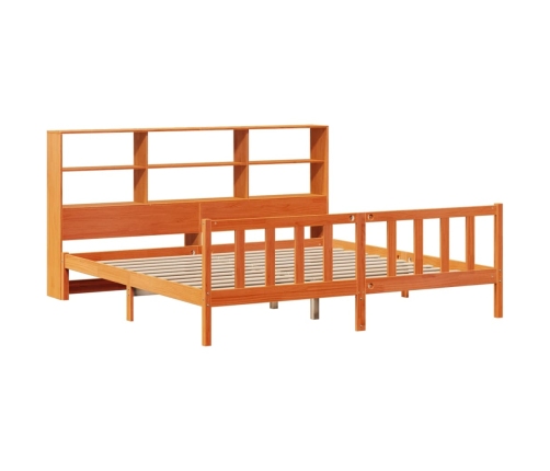 Cama con estantería sin colchón madera maciza marrón 200x200 cm