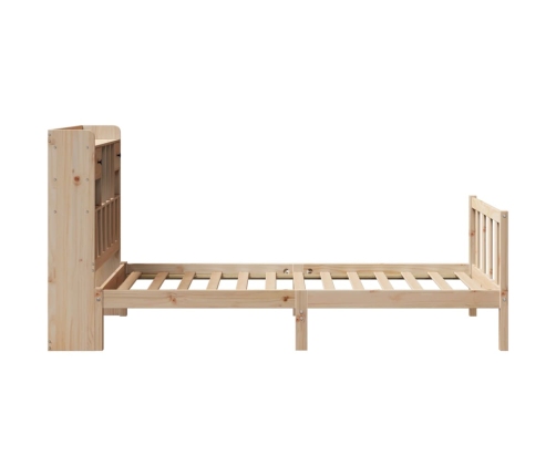 Cama con estantería sin colchón madera maciza de pino 75x190 cm