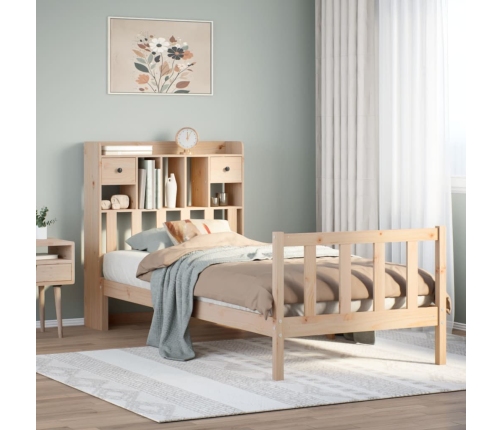 Cama con estantería sin colchón madera maciza de pino 90x190 cm