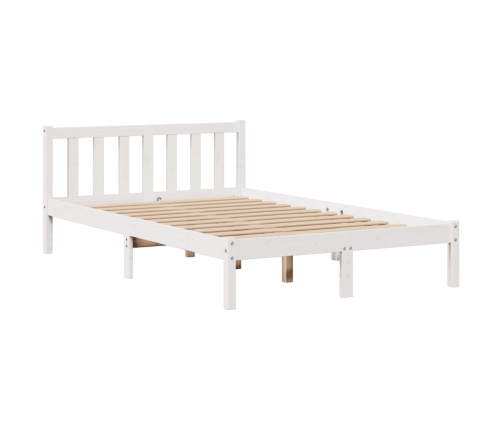 Cama con estantería sin colchón madera maciza blanca 135x190 cm