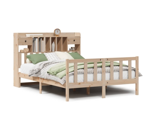 Cama con estantería sin colchón madera maciza de pino 140x200cm