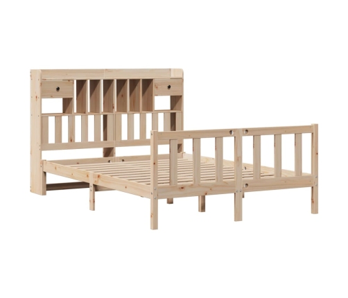 Cama con estantería sin colchón madera maciza de pino 140x200cm