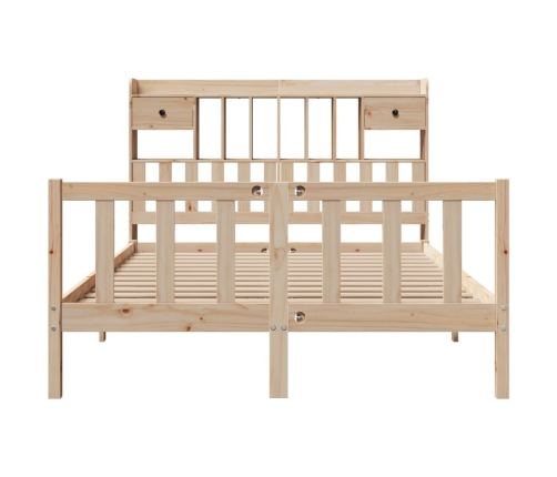 Cama con estantería sin colchón madera maciza de pino 140x200cm