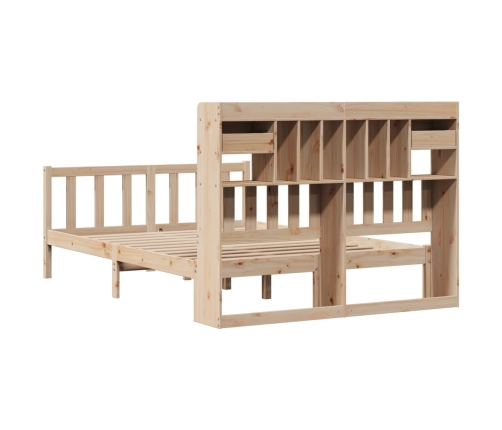 Cama con estantería sin colchón madera maciza de pino 140x200cm