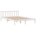 Cama con estantería sin colchón madera maciza blanca 160x200 cm