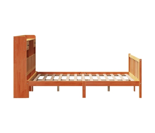 Cama con estantería sin colchón madera maciza marrón 120x190 cm