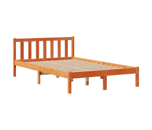 Cama con estantería sin colchón madera maciza marrón 120x200cm