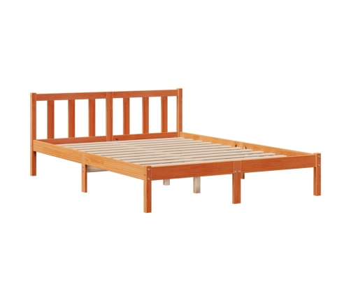 Cama con estantería sin colchón madera maciza marrón 140x200 cm