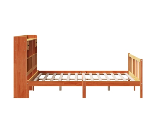 Cama con estantería sin colchón madera maciza marrón 140x200 cm