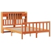 Cama con estantería sin colchón madera maciza marrón 150x200 cm