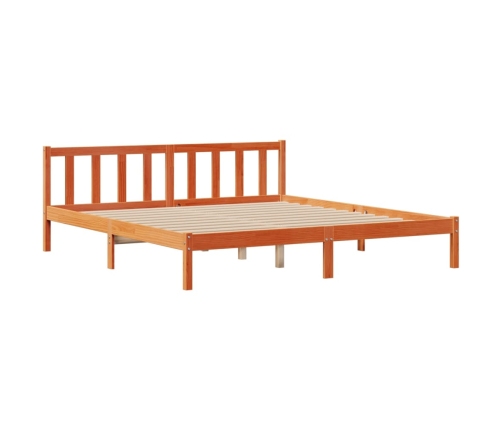 Cama con estantería sin colchón madera maciza marrón 180x200cm