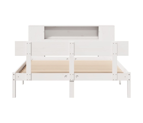 Cama con estantería sin colchón madera maciza blanca 120x190 cm
