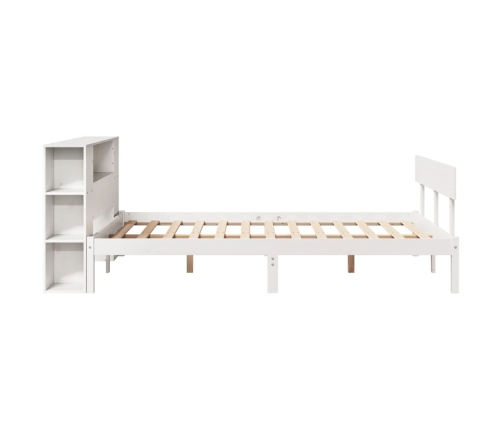 Cama con estantería sin colchón madera maciza blanca 135x190 cm