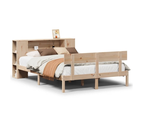 Cama con estantería sin colchón madera maciza de pino 140x190cm