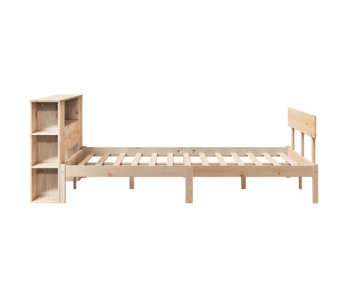 Cama con estantería sin colchón madera maciza de pino 140x190cm