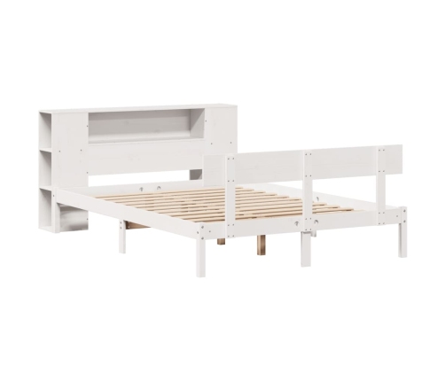 Cama con estantería sin colchón madera maciza blanca 120x200 cm