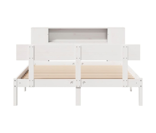 Cama con estantería sin colchón madera maciza blanca 120x200 cm