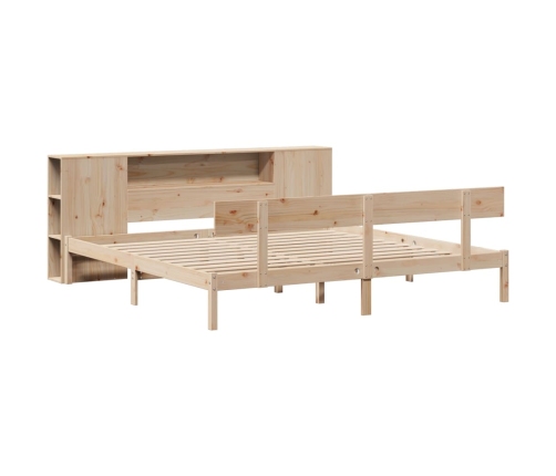 Cama con estantería sin colchón madera maciza de pino 180x200cm
