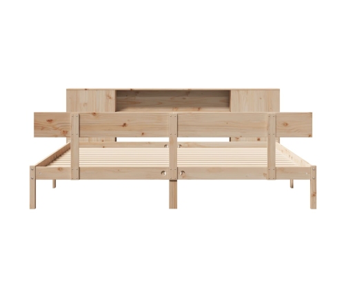 Cama con estantería sin colchón madera maciza de pino 180x200cm