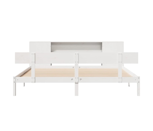 Cama con estantería sin colchón madera maciza blanca 180x200 cm