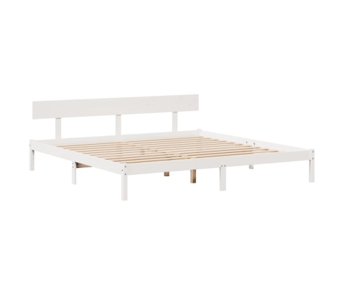 Cama con estantería sin colchón madera maciza blanca 200x200 cm