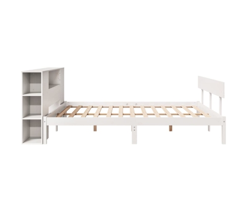 Cama con estantería sin colchón madera maciza blanca 200x200 cm