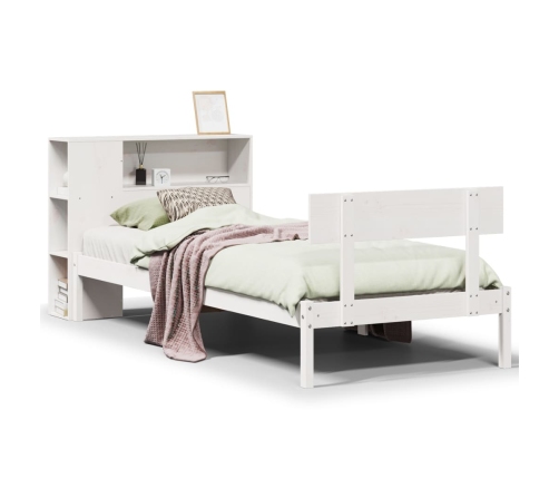 Cama con estantería sin colchón madera maciza de pino 90x190 cm