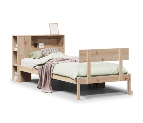 Cama con estantería sin colchón madera maciza de pino 90x200 cm