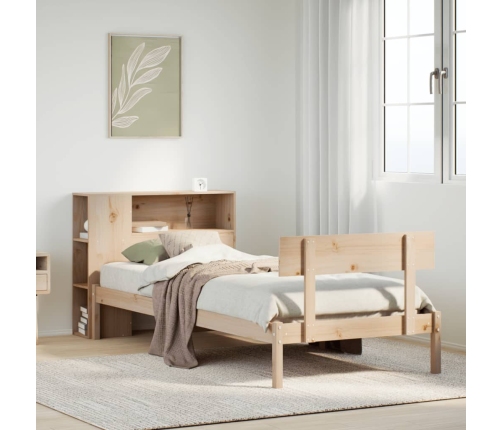 Cama con estantería sin colchón madera maciza de pino 90x200 cm